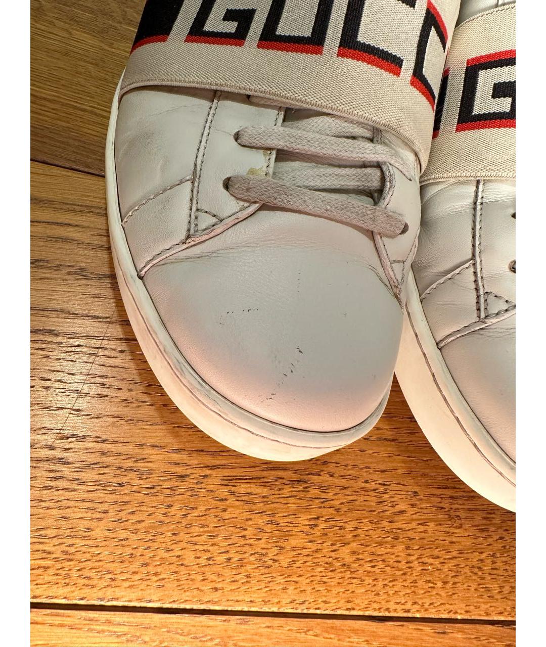 GUCCI Белые кожаные низкие кроссовки / кеды, фото 5