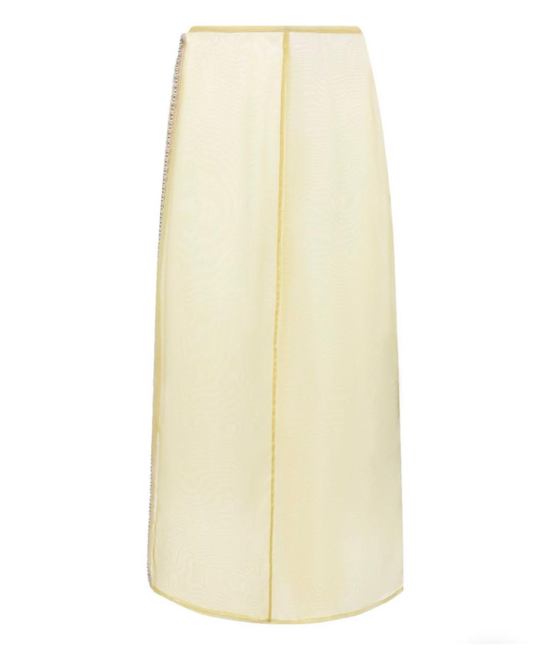 JIL SANDER Желтая шелковая юбка миди, фото 1