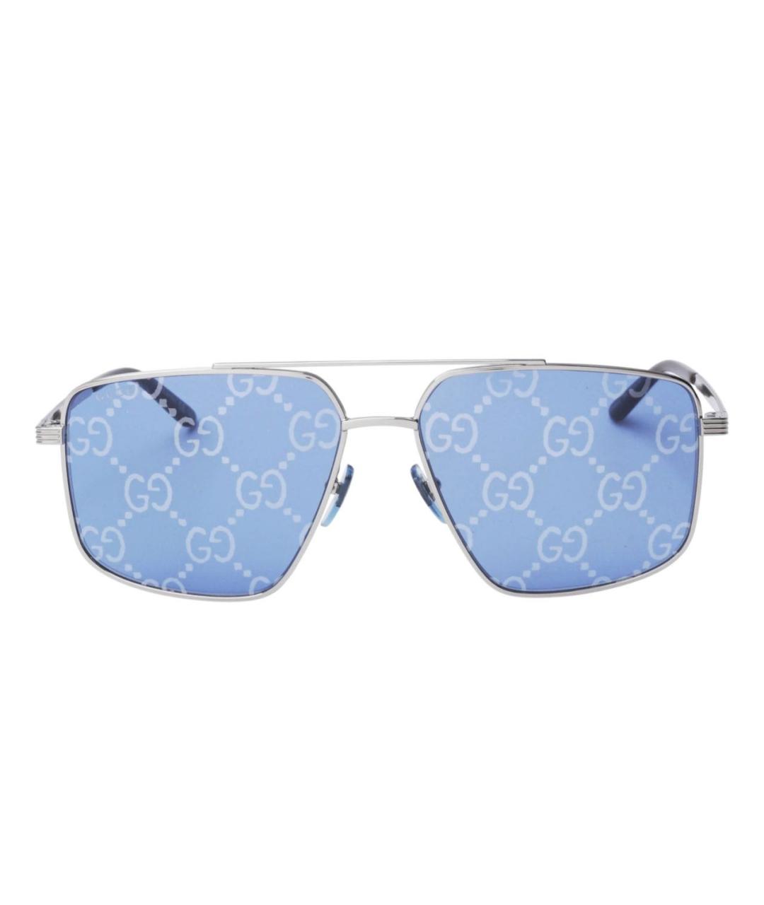 GUCCI Голубые металлические солнцезащитные очки, фото 1