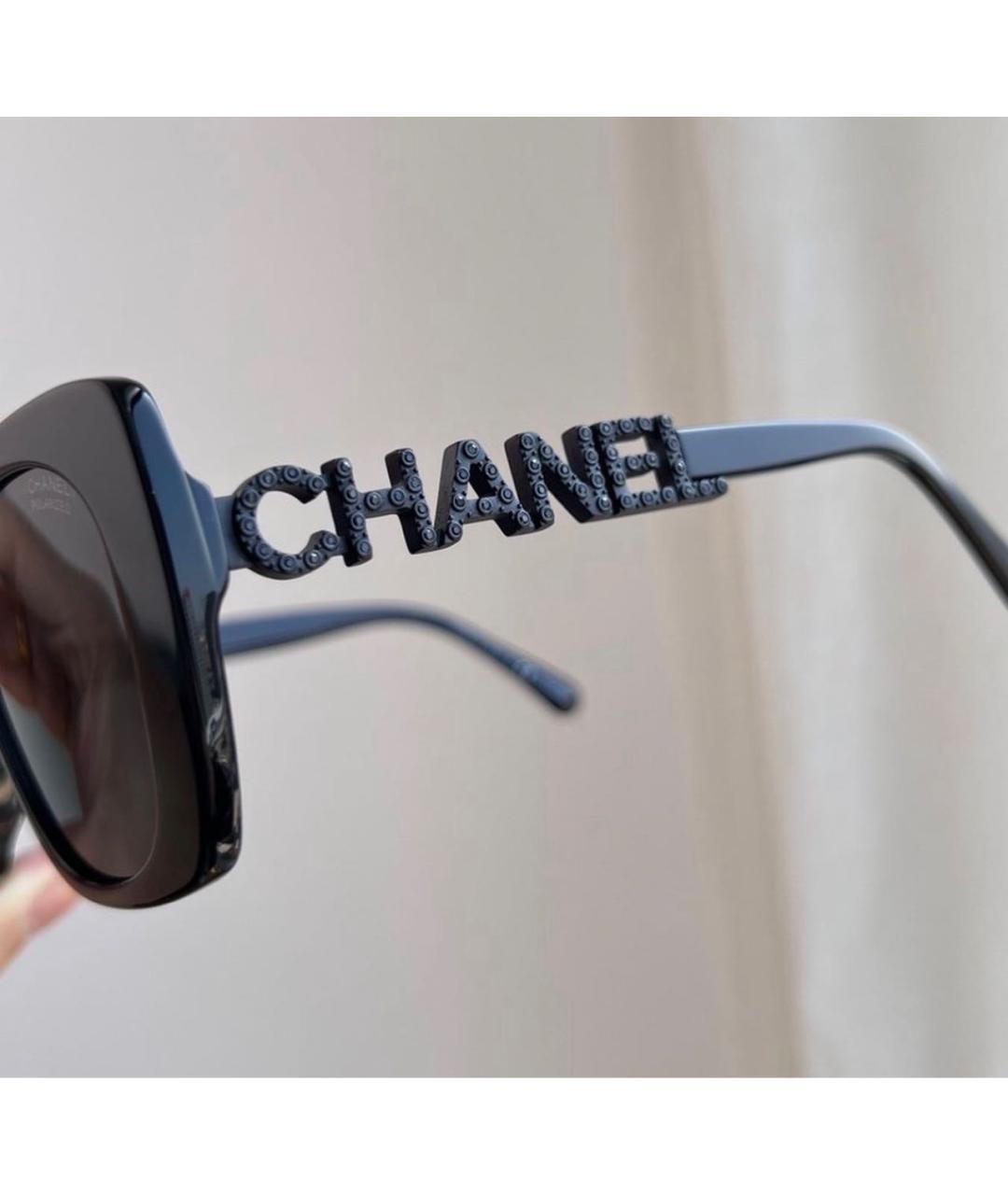 CHANEL Черные пластиковые солнцезащитные очки, фото 3