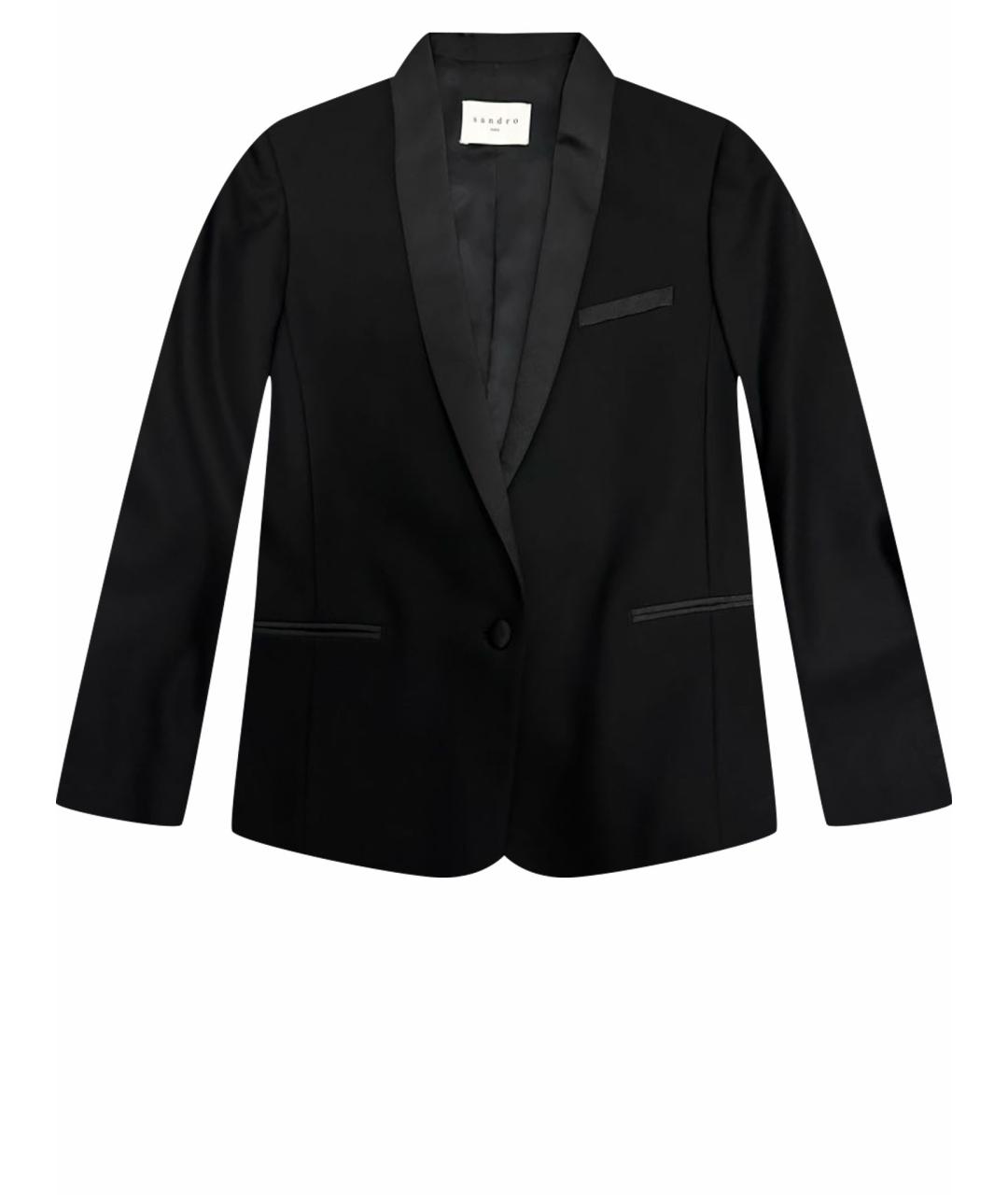 SANDRO Черный шерстяной жакет/пиджак, фото 1