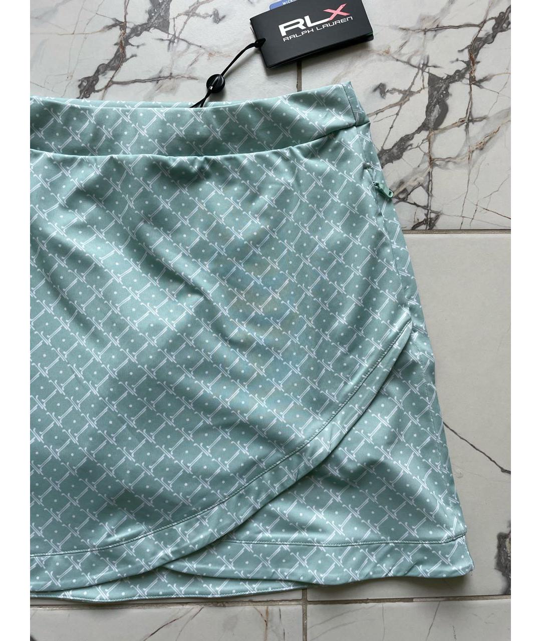 POLO RALPH LAUREN Бирюзовая полиэстеровая юбка мини, фото 2