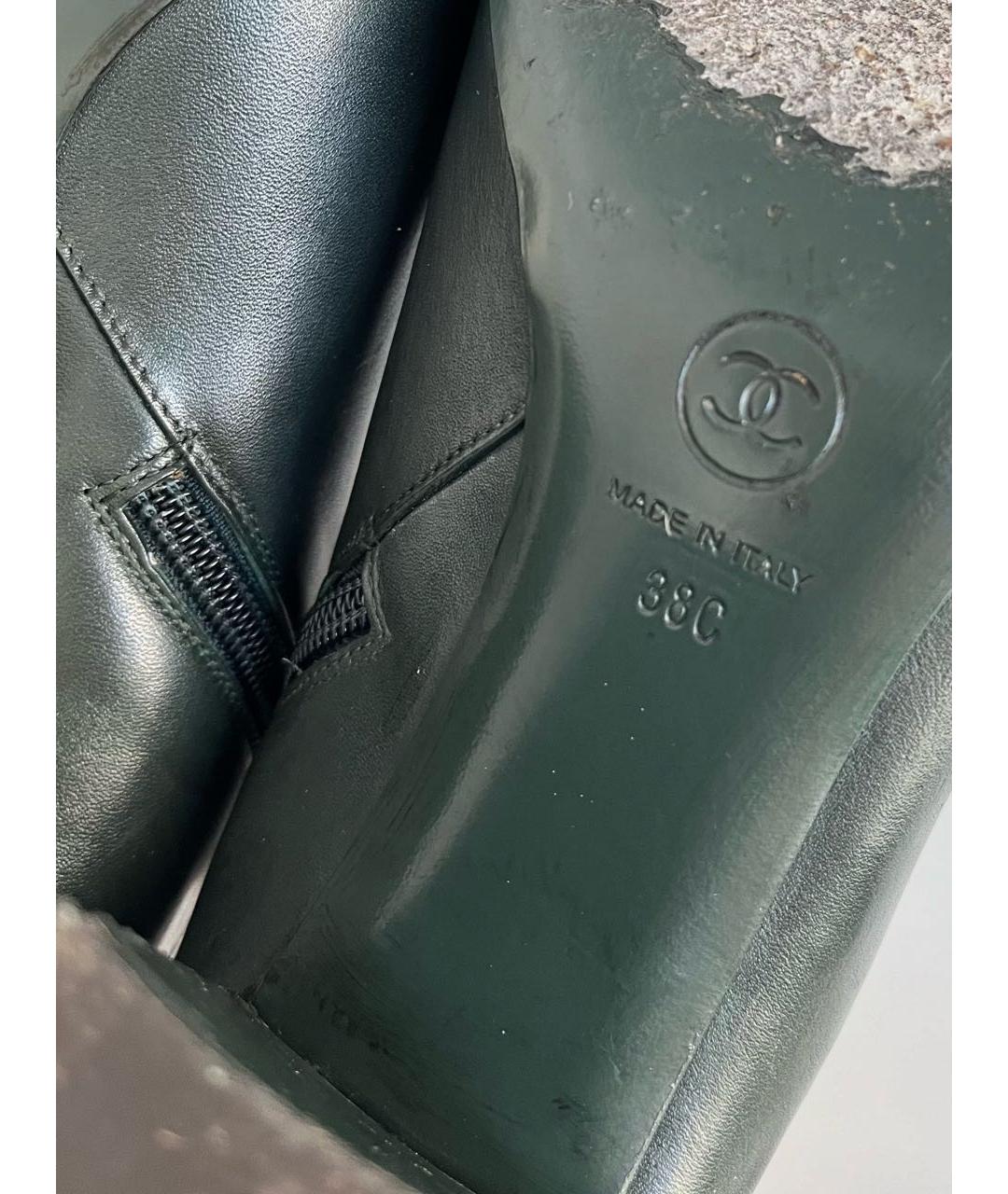 CHANEL PRE-OWNED Зеленые кожаные ботильоны, фото 6