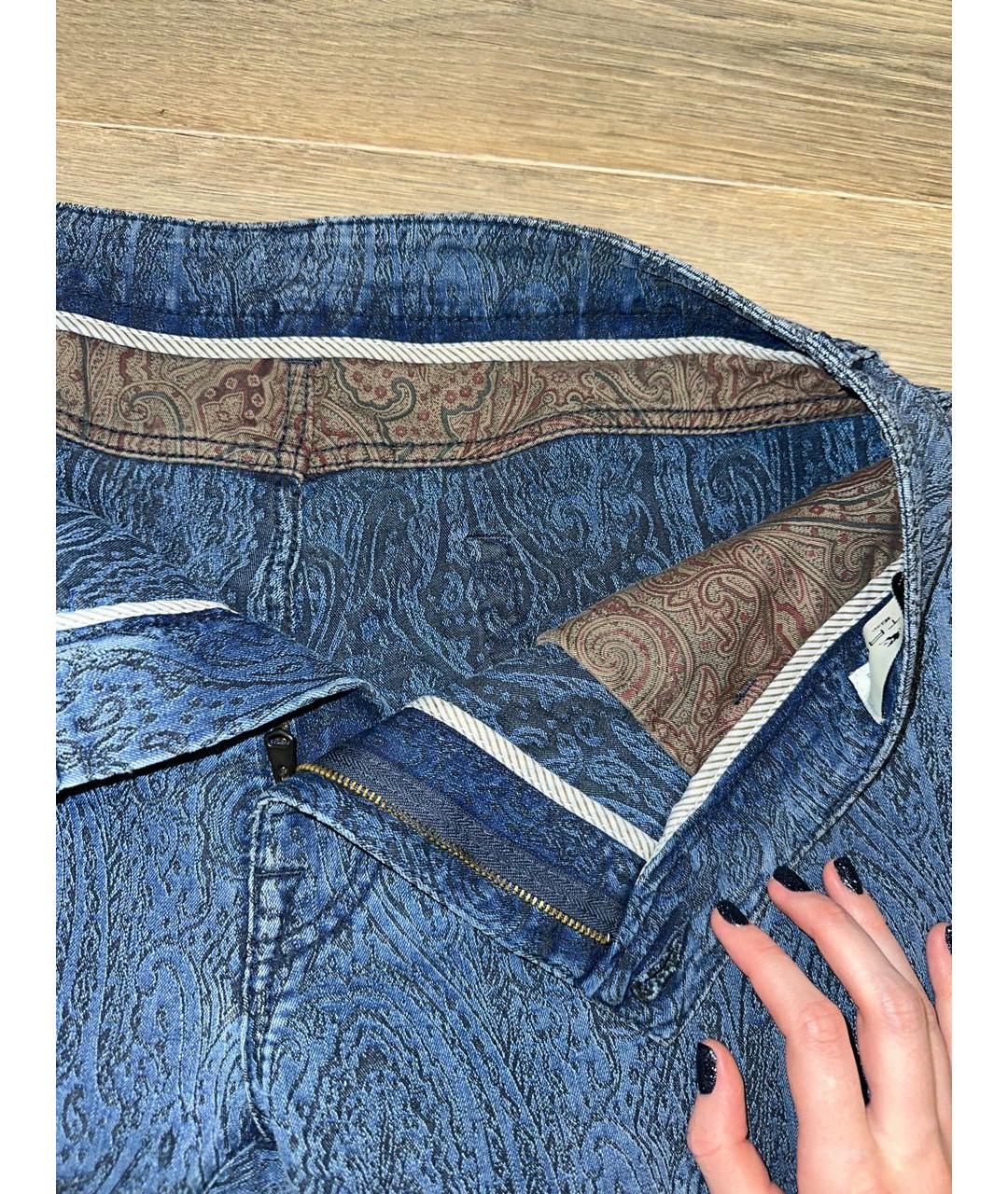 ETRO Синие хлопковые прямые джинсы, фото 3