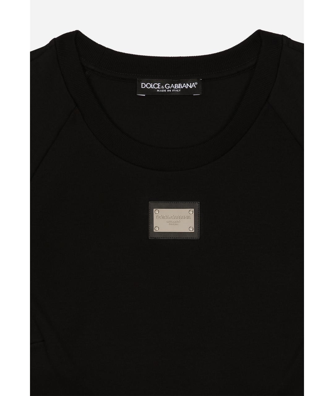 DOLCE&GABBANA Черная хлопковая футболка, фото 3