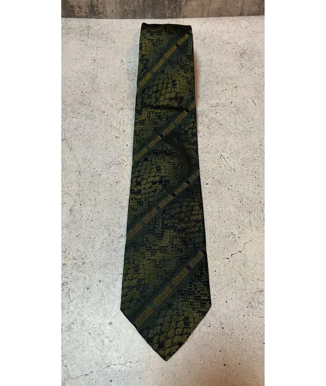 ROBERTO CAVALLI Зеленый шелковый галстук, фото 9