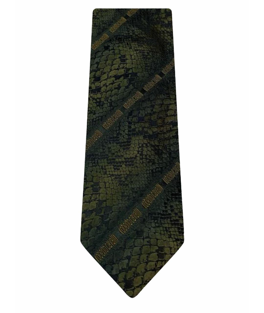ROBERTO CAVALLI Зеленый шелковый галстук, фото 1