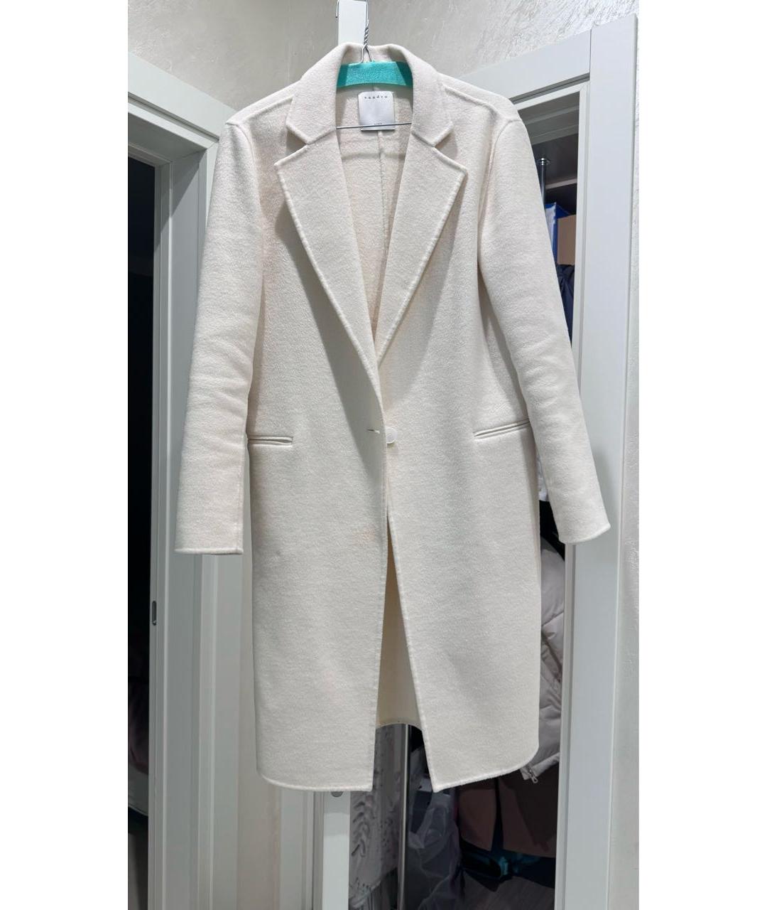 SANDRO Белое шерстяное пальто, фото 7