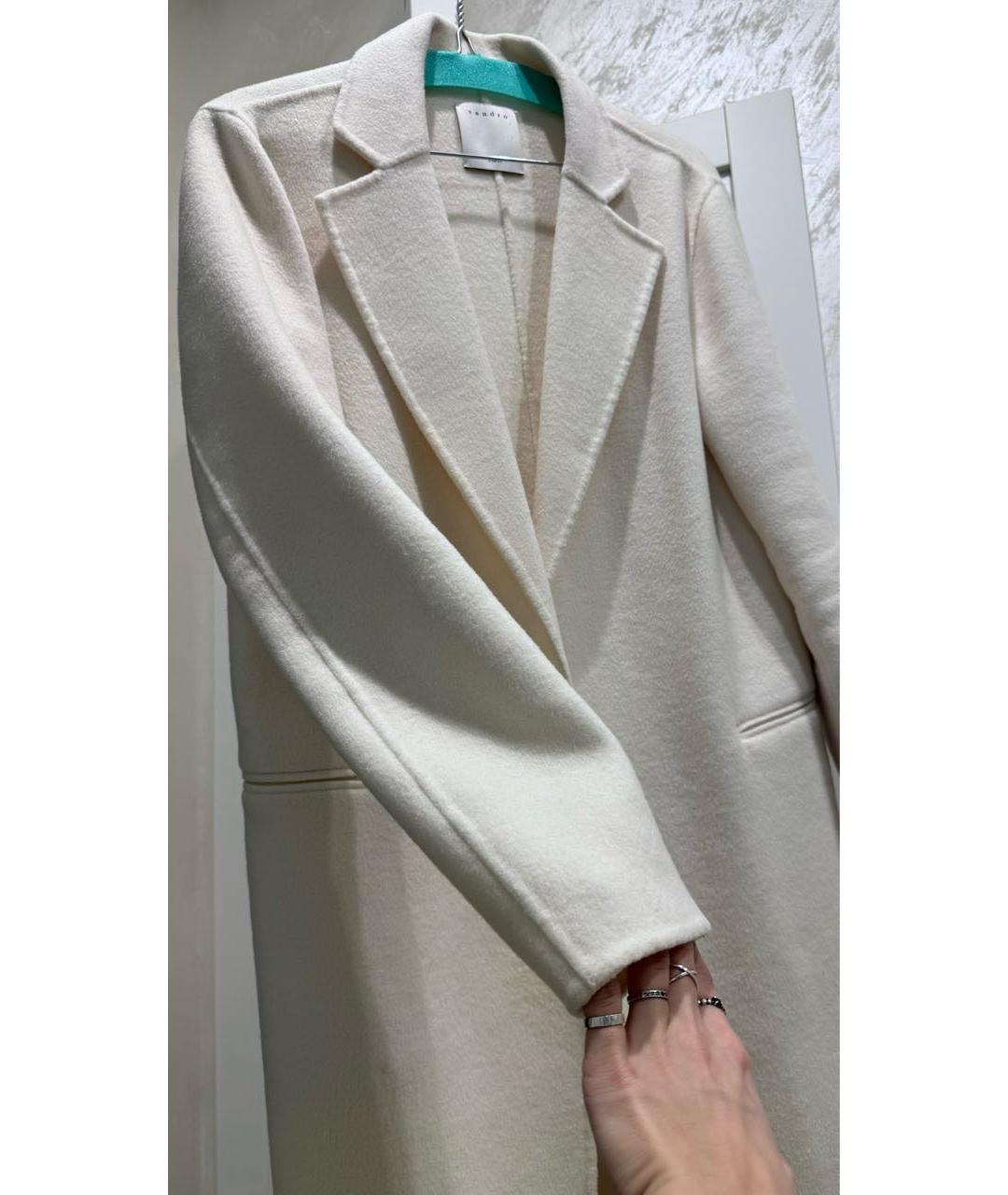 SANDRO Белое шерстяное пальто, фото 6