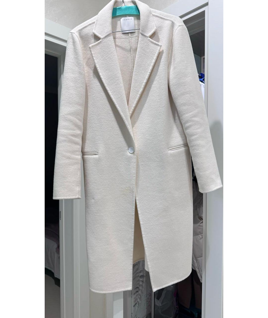 SANDRO Белое шерстяное пальто, фото 9
