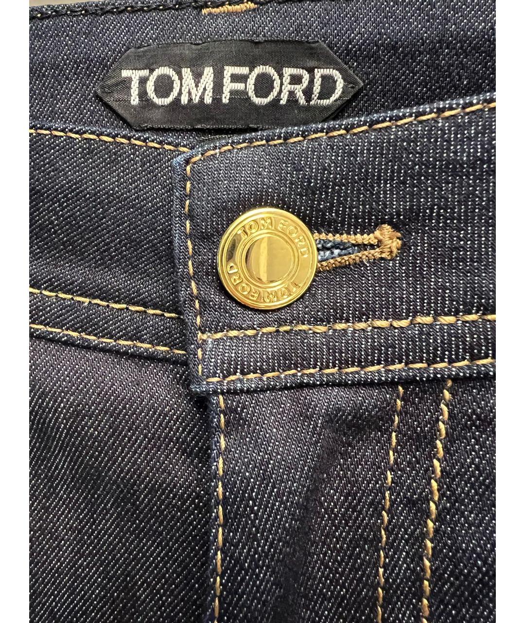 TOM FORD Темно-синие хлопко-эластановые джинсы слим, фото 4