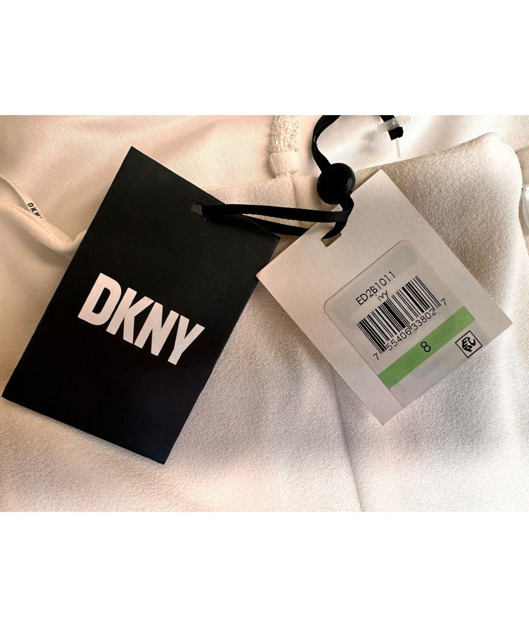 DKNY Белое полиэстеровое вечернее платье, фото 5