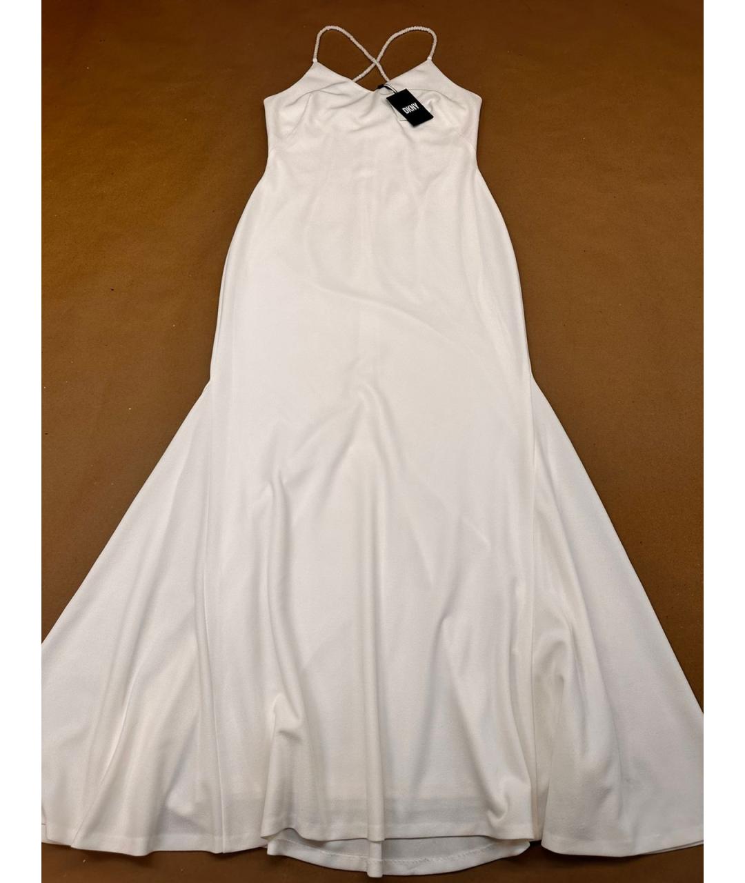 DKNY Белое полиэстеровое вечернее платье, фото 10