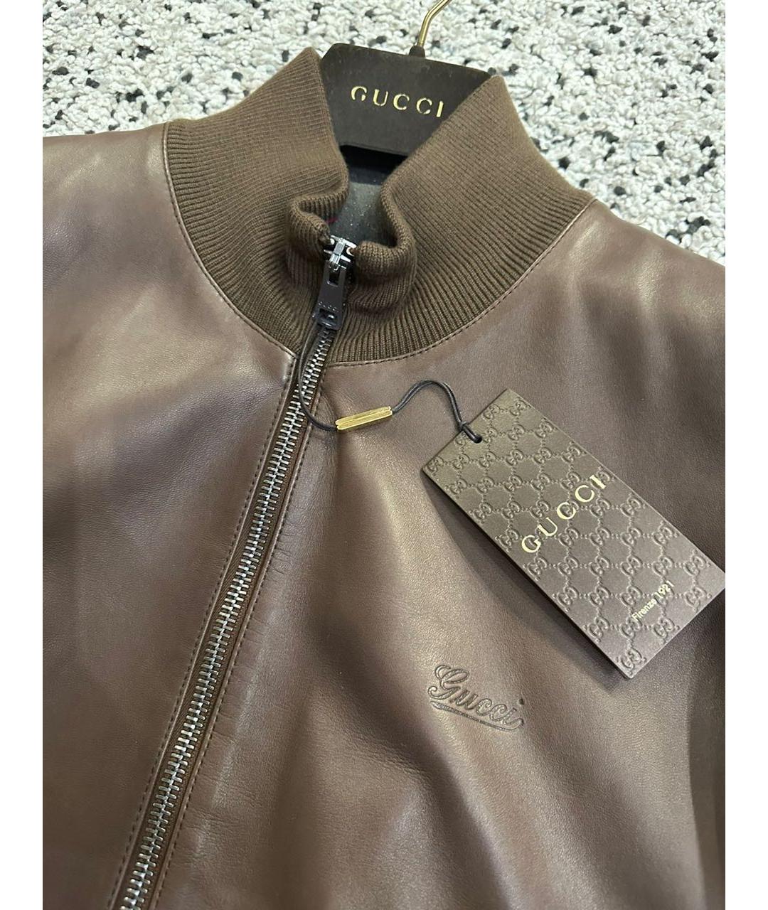 GUCCI Коричневая кожаная куртка, фото 3