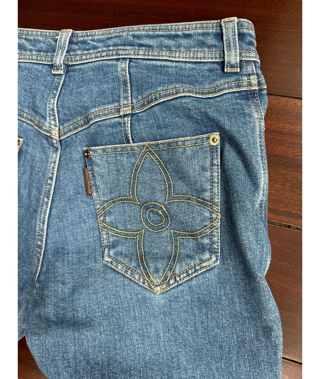 LOUIS VUITTON PRE-OWNED Синие хлопковые прямые джинсы, фото 4