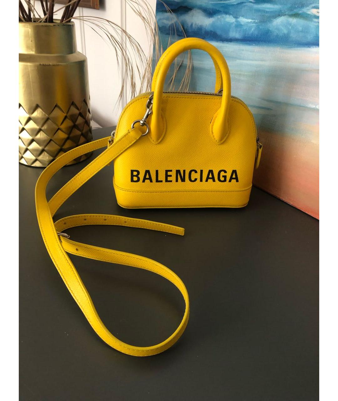 BALENCIAGA Желтая кожаная сумка через плечо, фото 2