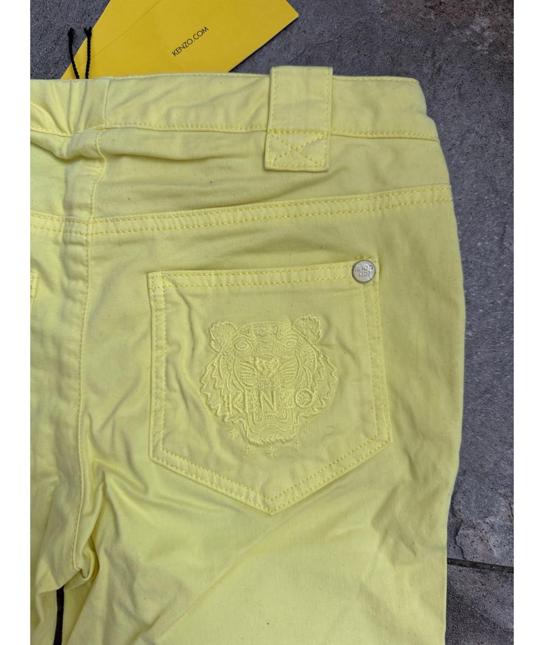 KENZO Желтые хлопковые детские джинсы, фото 4