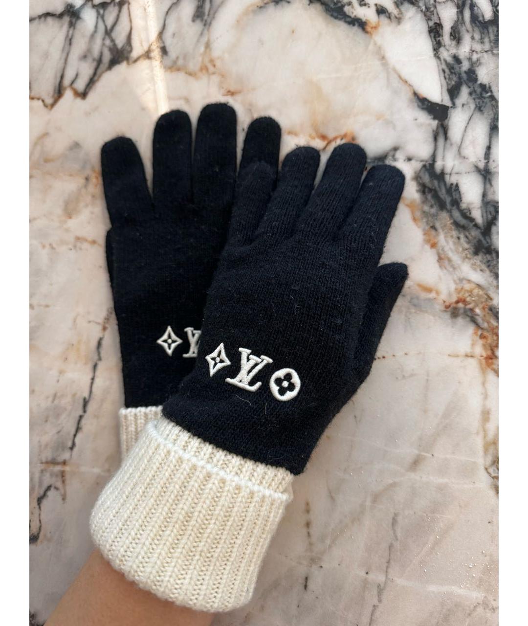 LOUIS VUITTON PRE-OWNED Черные шерстяные перчатки, фото 3