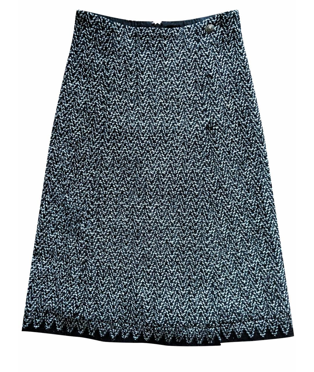 CHANEL Серая шерстяная юбка миди, фото 1