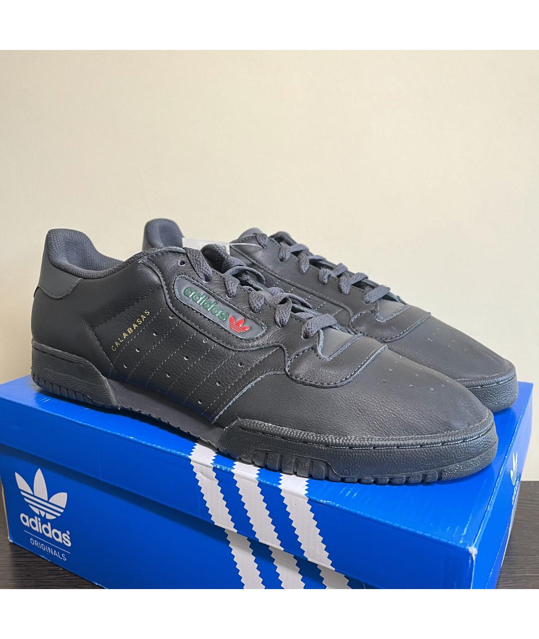 ADIDAS YEEZY Черные кожаные низкие кроссовки / кеды, фото 3