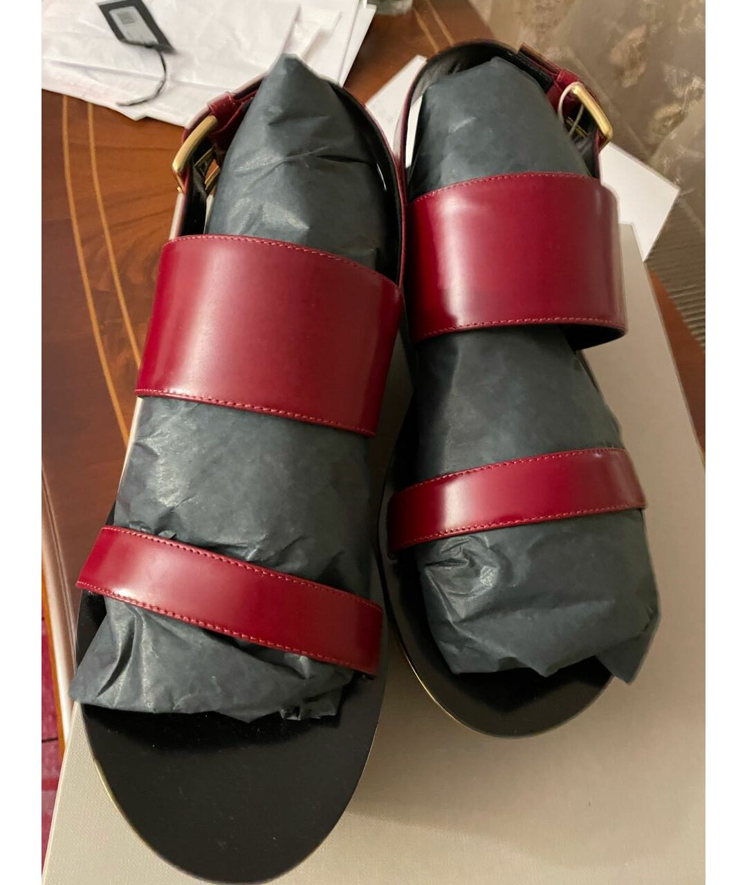 MARNI Красные кожаные сандалии, фото 5