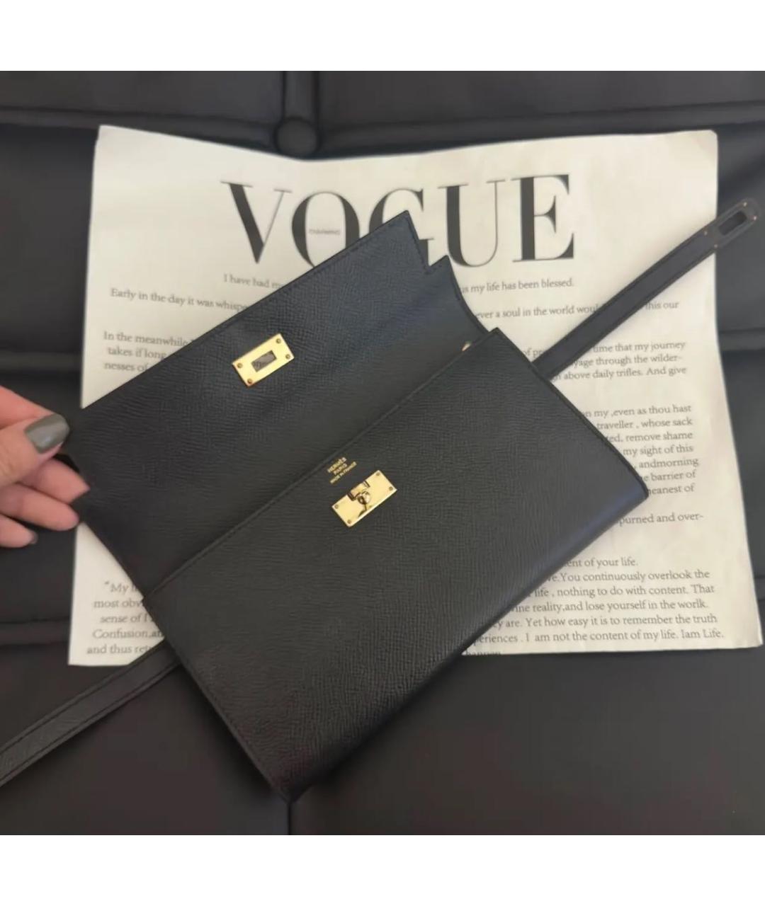 HERMES Черная кожаная сумка с короткими ручками, фото 8