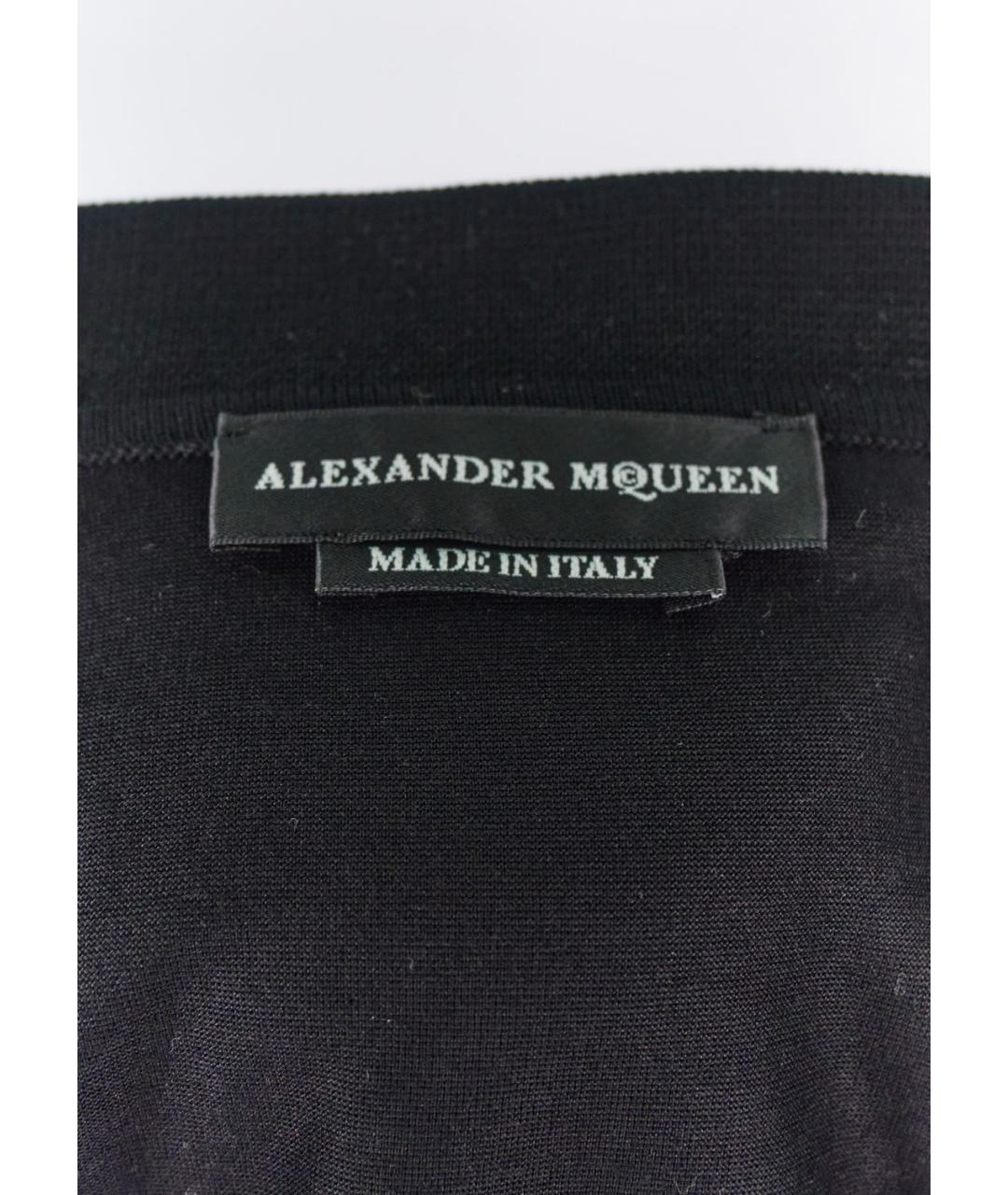 ALEXANDER MCQUEEN Черное хлопковое поло с коротким рукавом, фото 3
