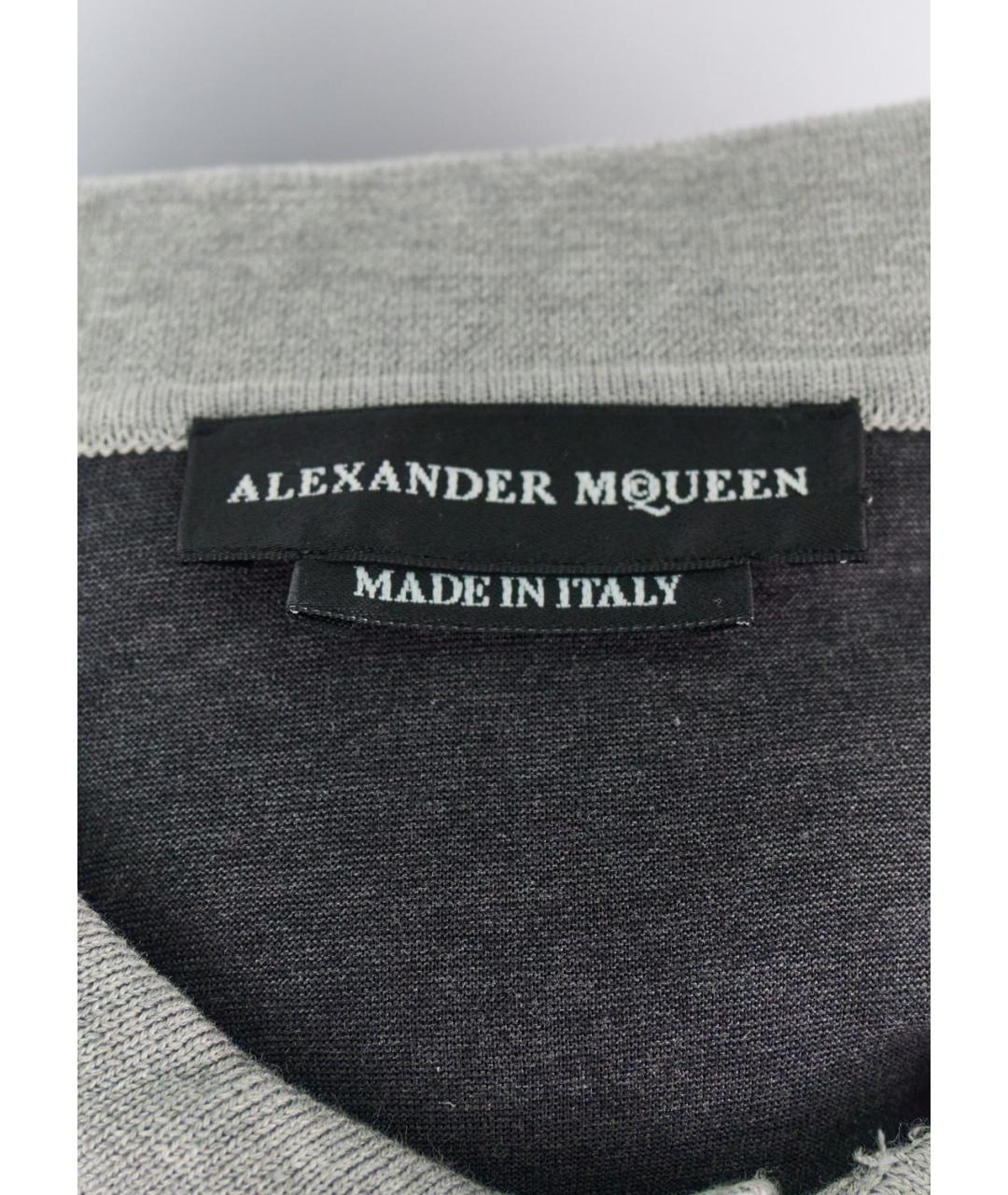 ALEXANDER MCQUEEN Серое хлопковое поло с коротким рукавом, фото 3