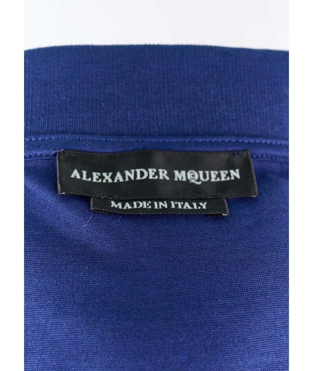 ALEXANDER MCQUEEN Синее хлопковое поло с коротким рукавом, фото 3