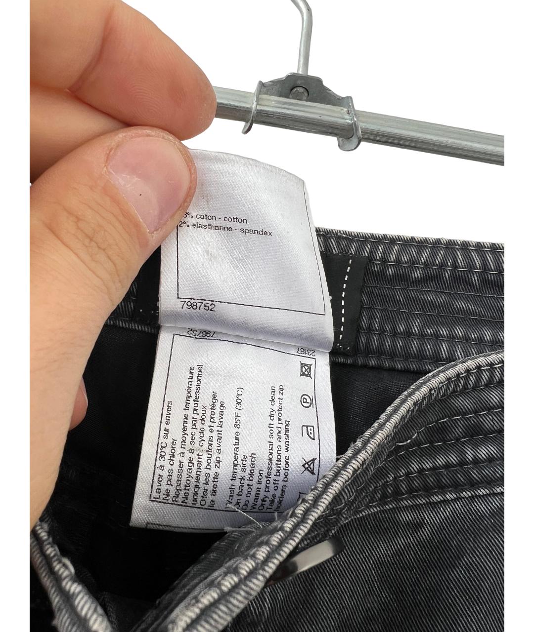 CHANEL PRE-OWNED Серые хлопко-эластановые джинсы слим, фото 5