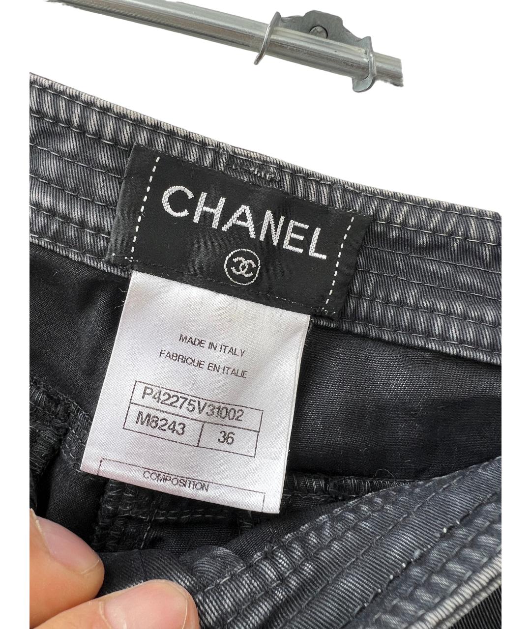 CHANEL Серые хлопко-эластановые джинсы слим, фото 4