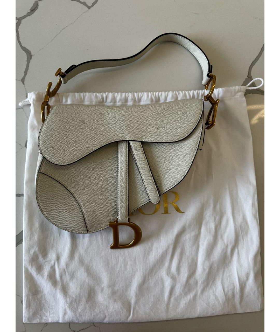 CHRISTIAN DIOR PRE-OWNED Белая кожаная сумка с короткими ручками, фото 3