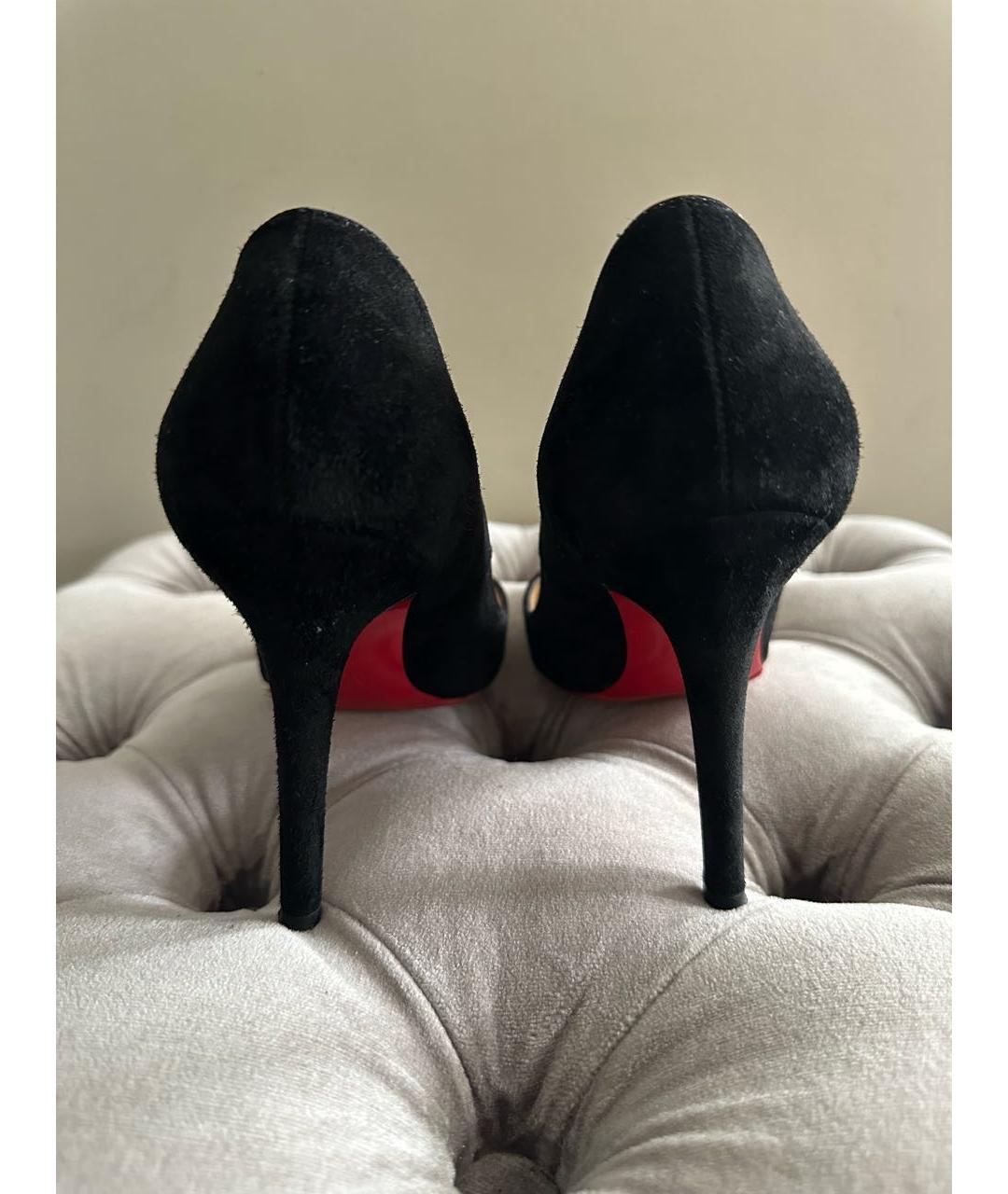 CHRISTIAN LOUBOUTIN Черные замшевые туфли, фото 4