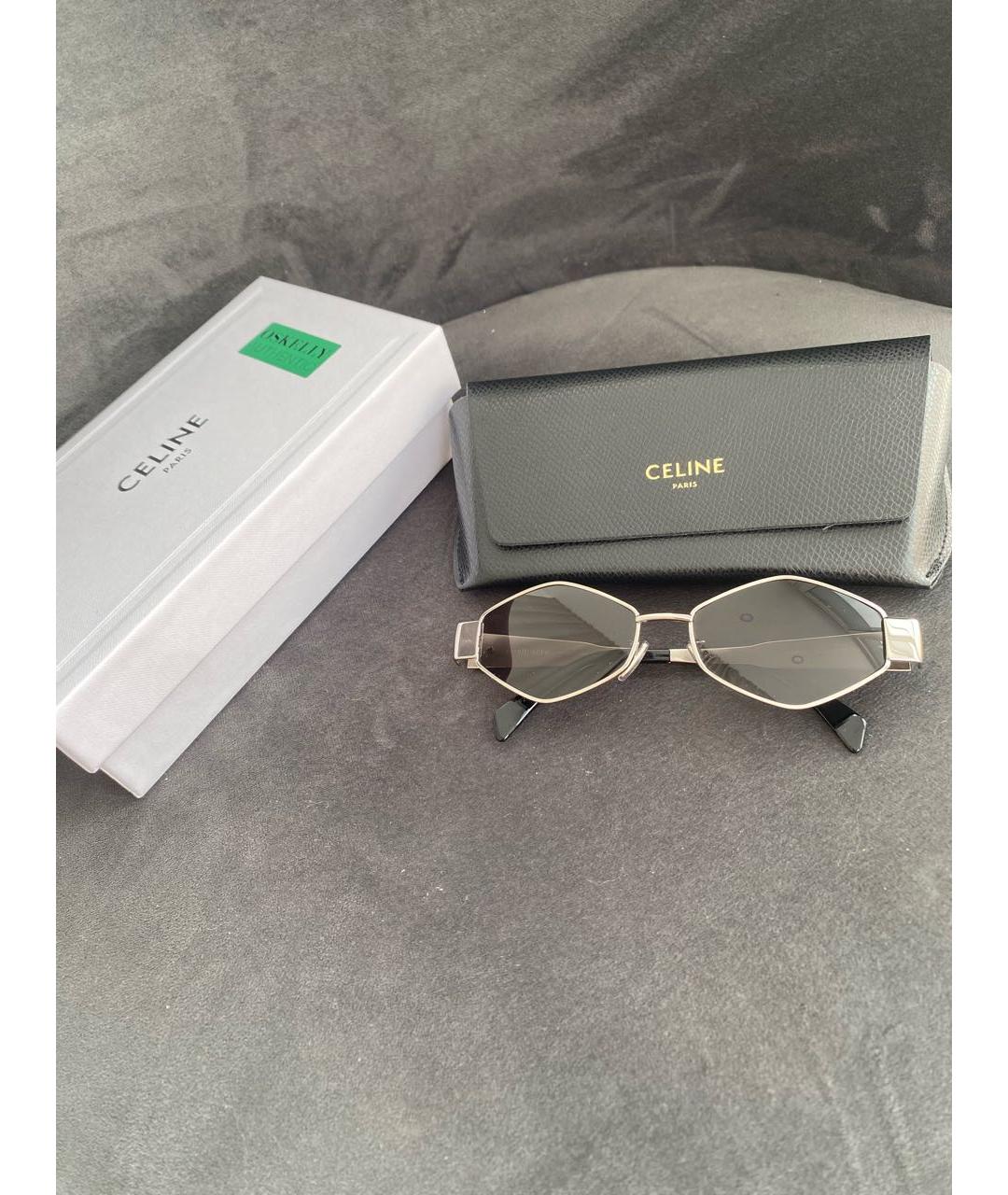 CELINE Серебряные металлические солнцезащитные очки, фото 4