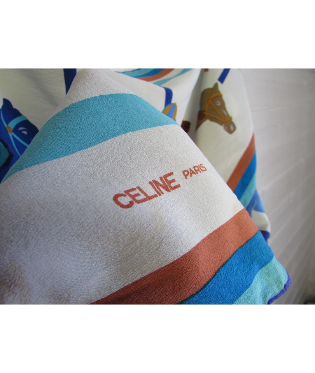 CELINE PRE-OWNED Синий шелковый платок, фото 4