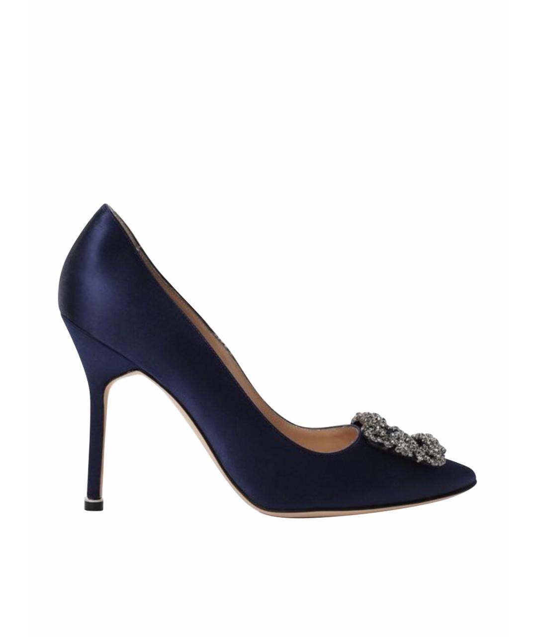 MANOLO BLAHNIK Темно-синие текстильные туфли, фото 1