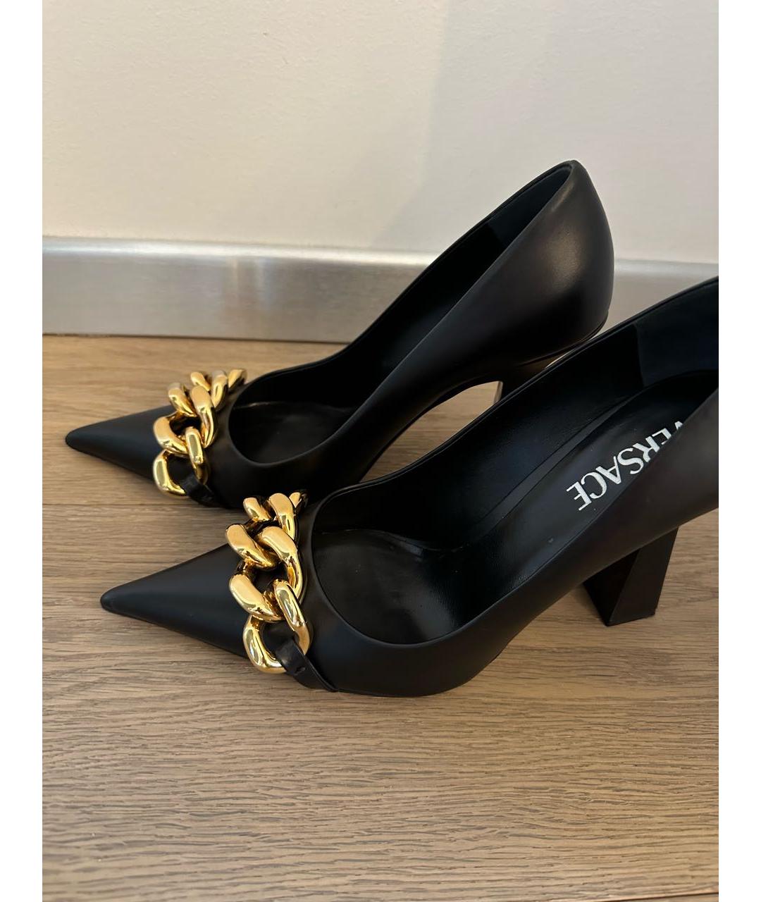 VERSACE Черные кожаные туфли, фото 3