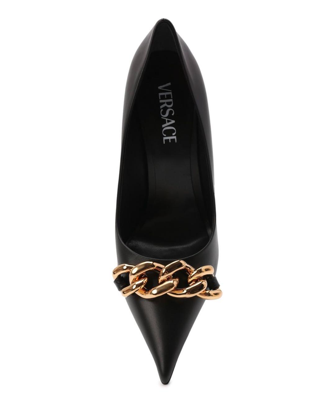 VERSACE Черные кожаные туфли, фото 5