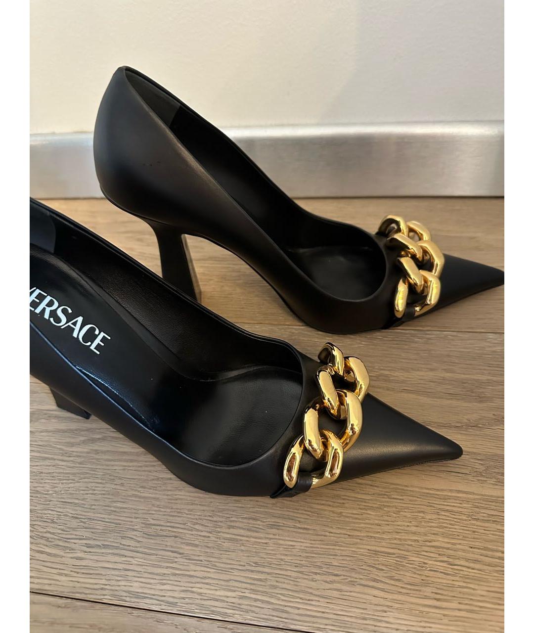 VERSACE Черные кожаные туфли, фото 6