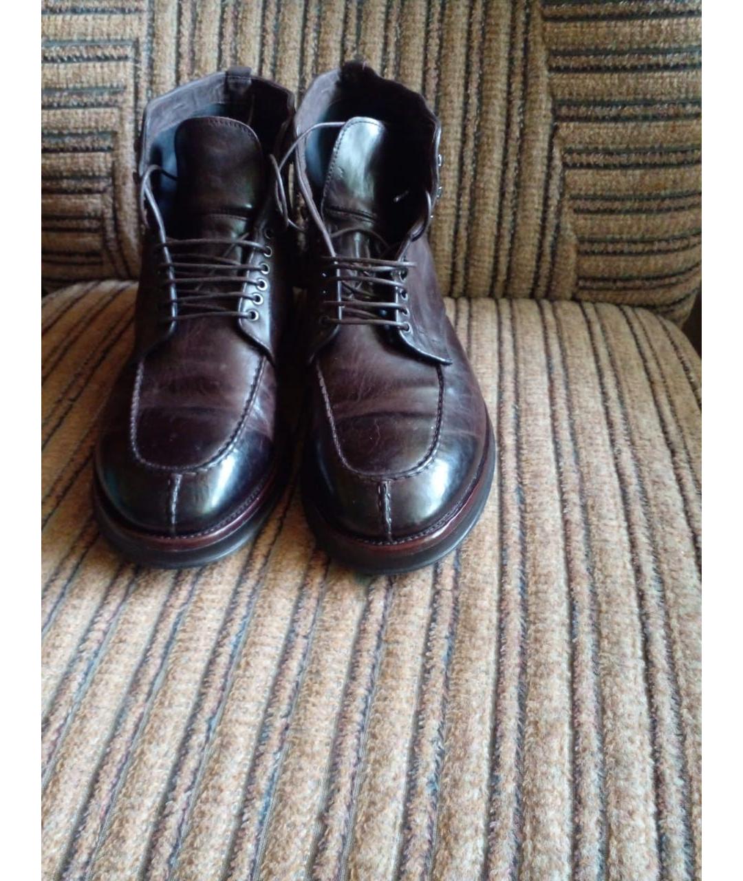 ALBERTO FASCIANI Коричневые кожаные высокие ботинки, фото 2