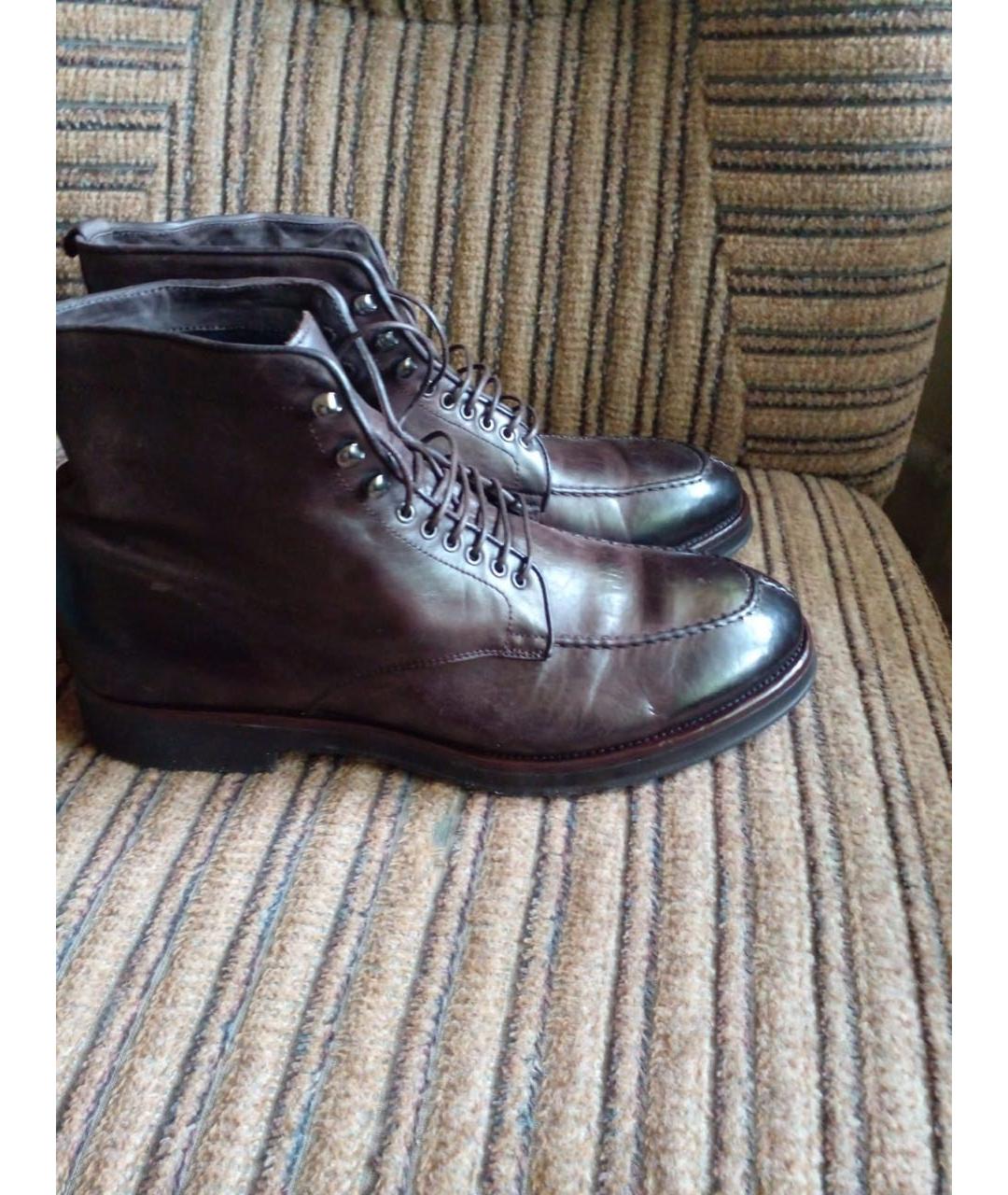 ALBERTO FASCIANI Коричневые кожаные высокие ботинки, фото 6