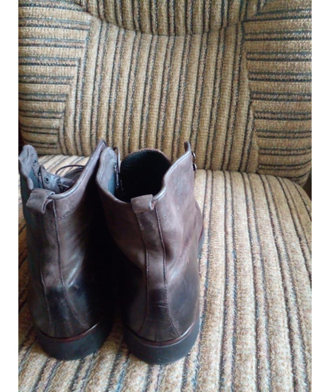 ALBERTO FASCIANI Коричневые кожаные высокие ботинки, фото 4