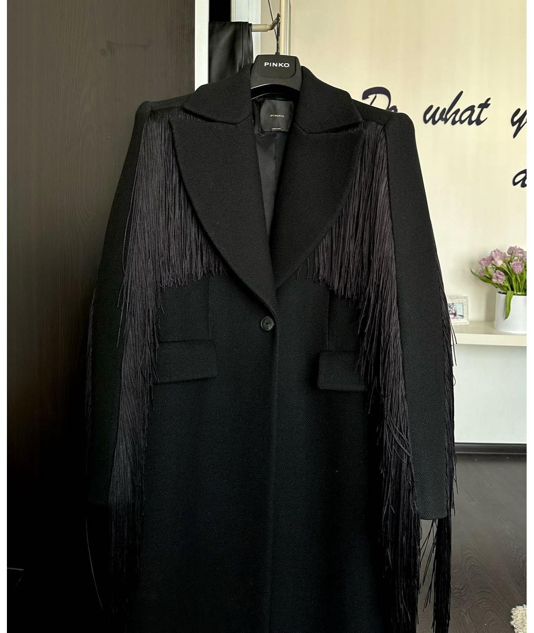 PINKO Черное шерстяное пальто, фото 4