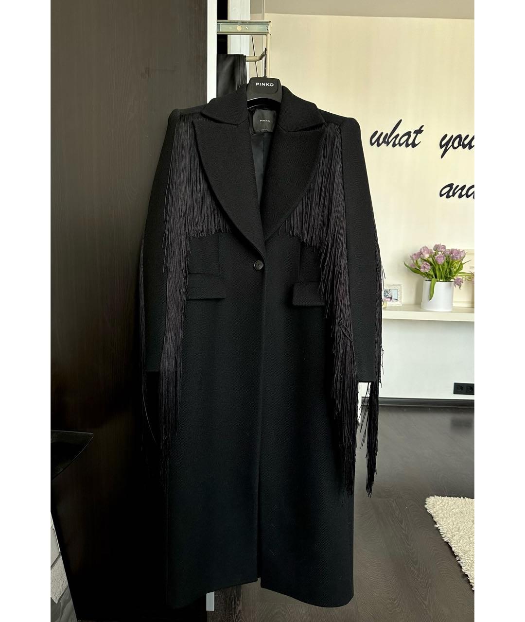 PINKO Черное шерстяное пальто, фото 3