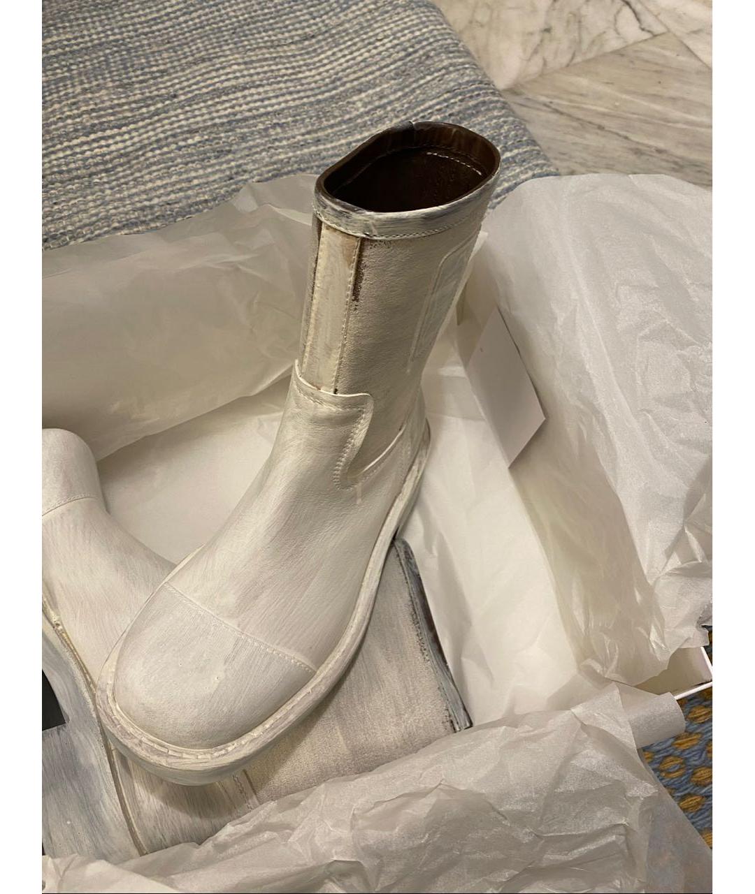 MAISON MARGIELA Белые кожаные ботинки, фото 5