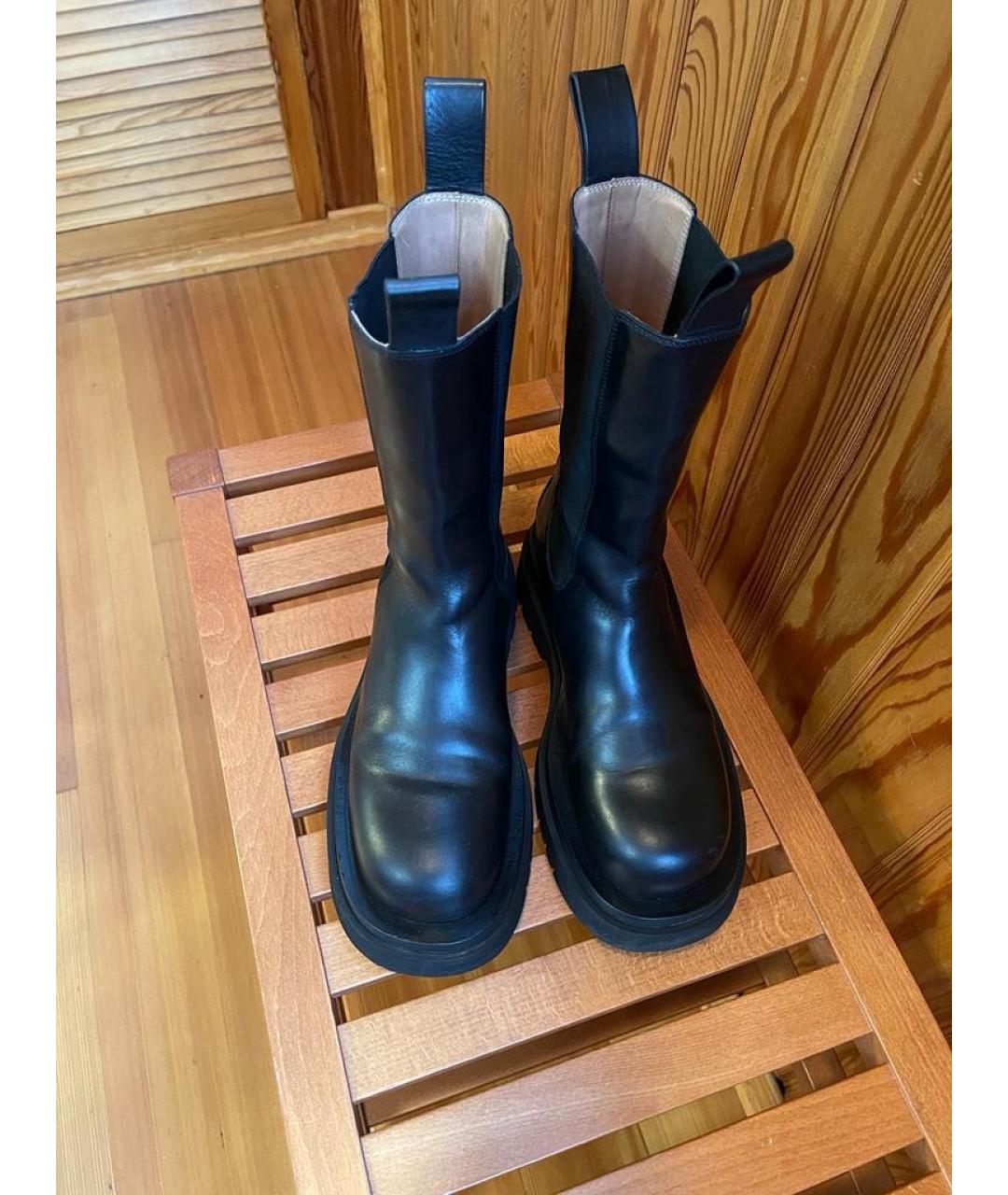 BOTTEGA VENETA Черные кожаные высокие ботинки, фото 2