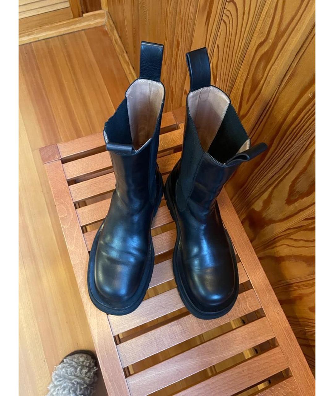 BOTTEGA VENETA Черные кожаные высокие ботинки, фото 3