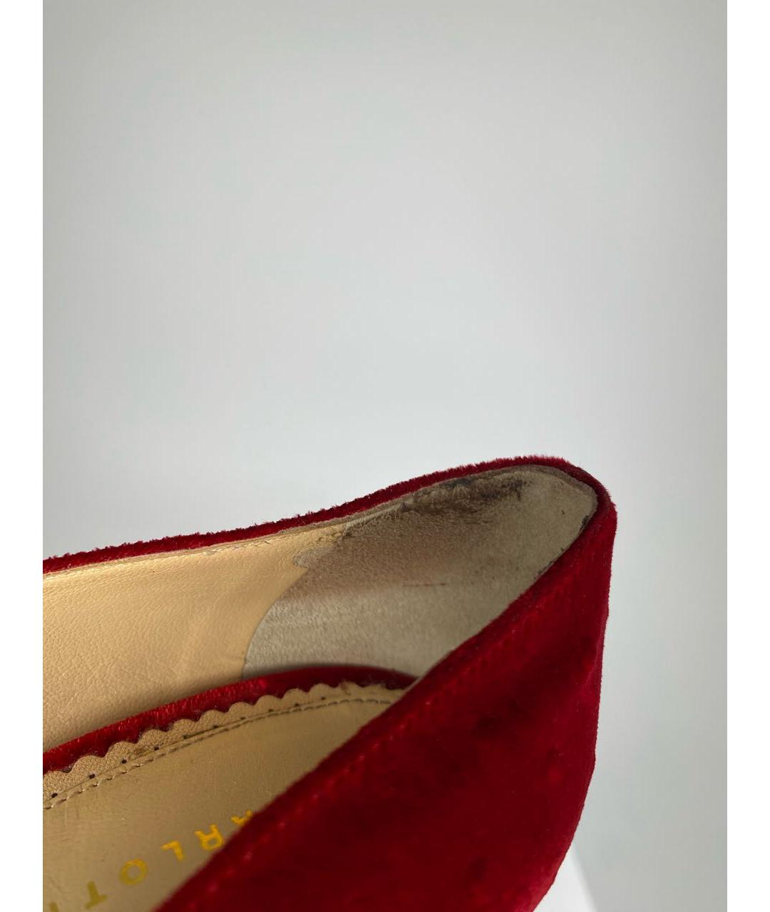 CHARLOTTE OLYMPIA Бордовые бархатные туфли, фото 4