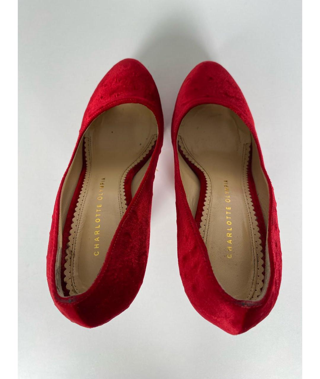 CHARLOTTE OLYMPIA Бордовые бархатные туфли, фото 2