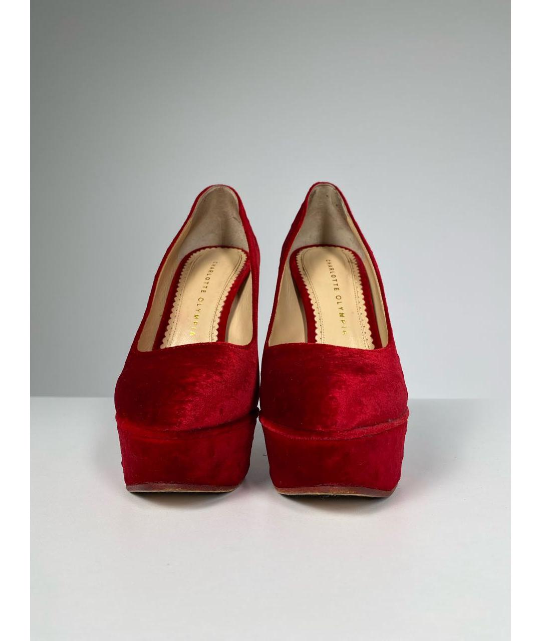 CHARLOTTE OLYMPIA Бордовые бархатные туфли, фото 5